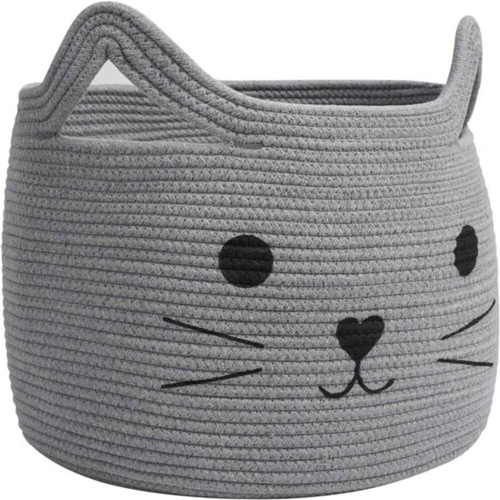 Large Woven Cotton Rope Storage Basket, Baby Laundry Basket Organizer